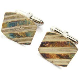 Vintage Cufflinks Signed Simmons 925 Sterling Silver and 14K Yellow Gold 6.95 g